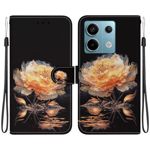 

For Xiaomi Redmi Note 13 Pro 5G Crystal Texture Colored Drawing Leather Phone Case(Gold Peony)