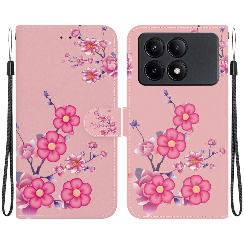 

For Xiaomi Redmi K70E / Poco X6 Pro Crystal Texture Colored Drawing Leather Phone Case(Cherry Blossoms)