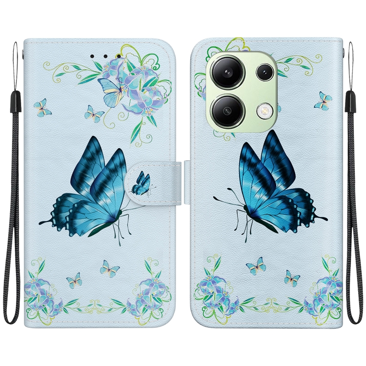 

For Xiaomi Redmi Note 13 4G Global Crystal Texture Colored Drawing Leather Phone Case(Blue Pansies)