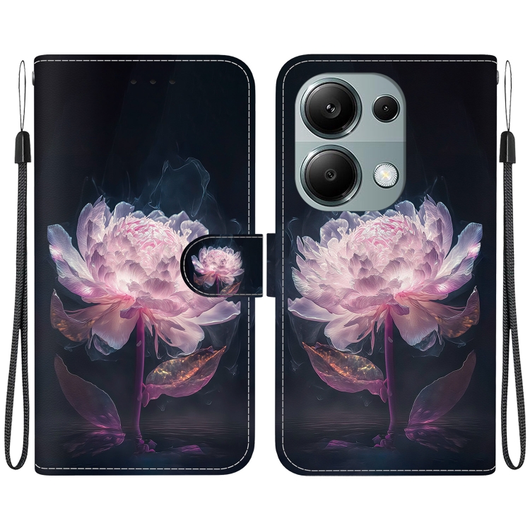 

For Xiaomi Redmi Note 13 Pro 4G Crystal Texture Colored Drawing Leather Phone Case(Purple Peony)