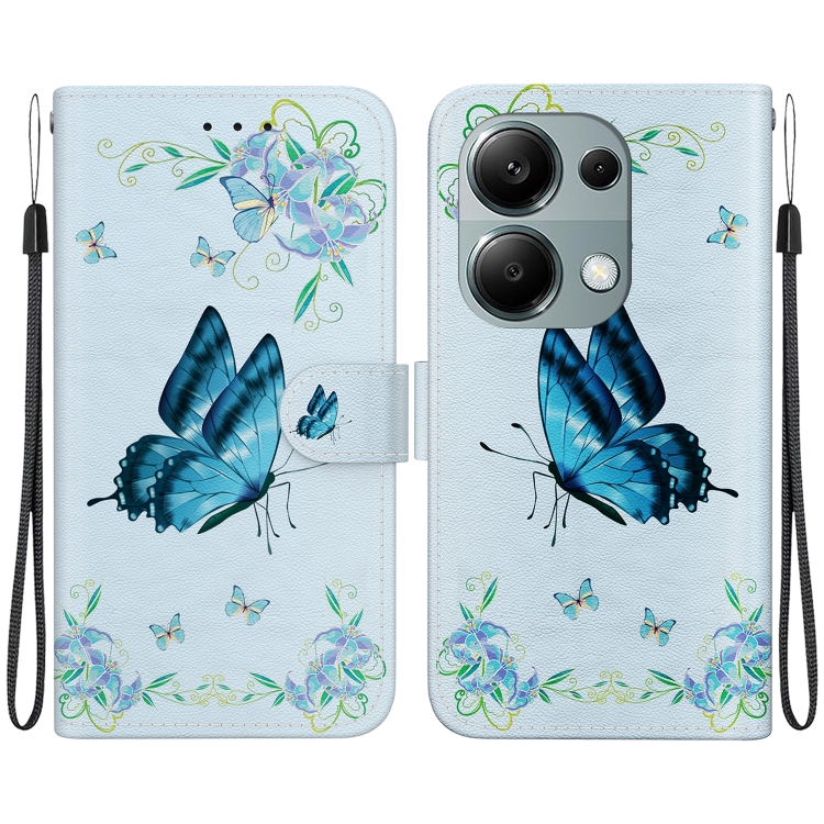 

For Xiaomi Redmi Note 13 Pro 4G Crystal Texture Colored Drawing Leather Phone Case(Blue Pansies)