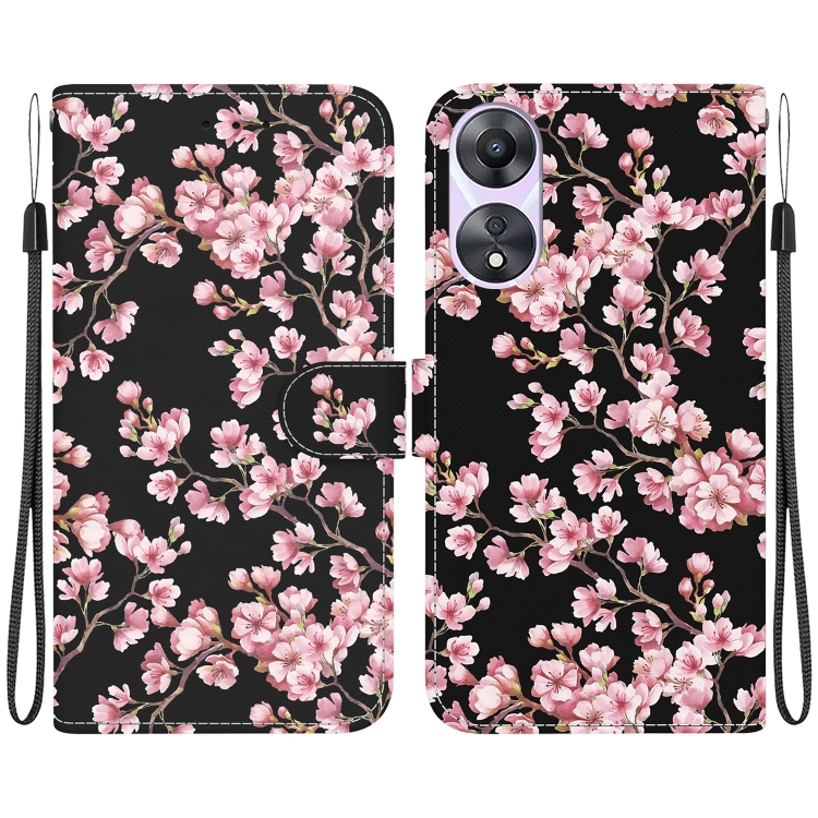 

For OPPO A58 4G Crystal Texture Colored Drawing Leather Phone Case(Plum Bossom)