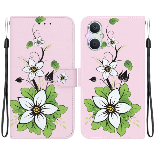 

For OPPO A96 5G / Reno7 Z 5G Crystal Texture Colored Drawing Leather Phone Case(Gold Butterfly Epiphyllum)