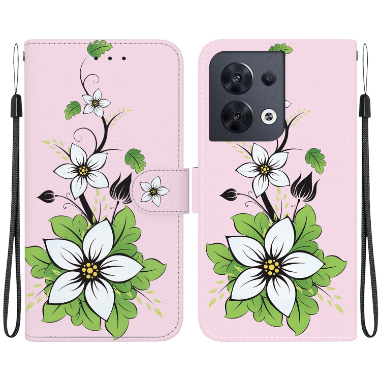 

For OPPO Reno8 5G Crystal Texture Colored Drawing Leather Phone Case(Lily)
