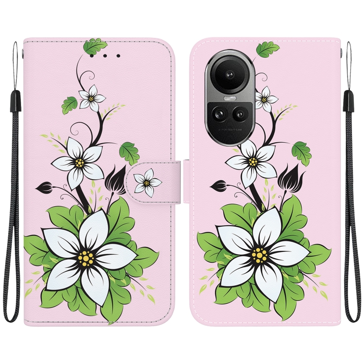 

For OPPO Reno10 5G Crystal Texture Colored Drawing Leather Phone Case(Lily)