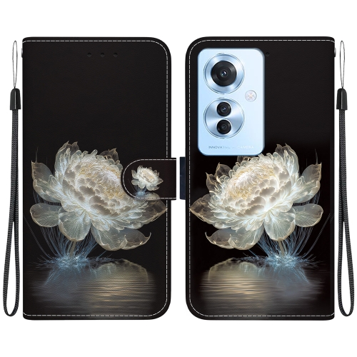 

For OPPO Reno11 F Global Crystal Texture Colored Drawing Leather Phone Case(Crystal Peony)