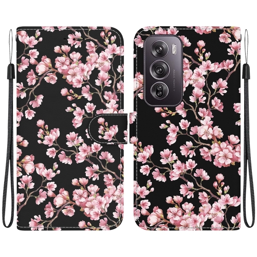 

For OPPO Reno12 Pro 5G Global Crystal Texture Colored Drawing Leather Phone Case(Plum Bossom)