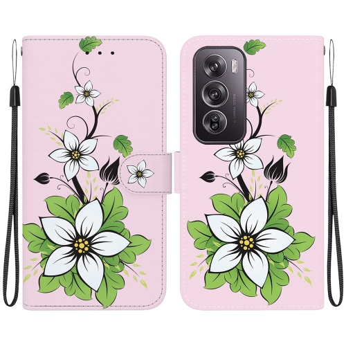 

For OPPO Reno12 Pro 5G Global Crystal Texture Colored Drawing Leather Phone Case(Lily)