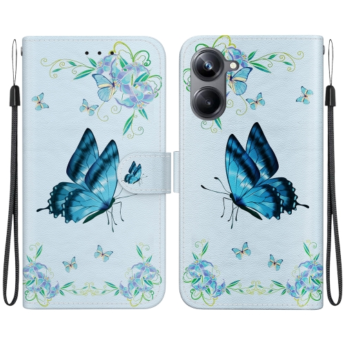 

For Realme 10 Pro 5G Crystal Texture Colored Drawing Leather Phone Case(Blue Pansies)