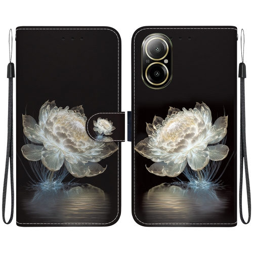 

For Realme C67 4G Global Crystal Texture Colored Drawing Leather Phone Case(Crystal Peony)