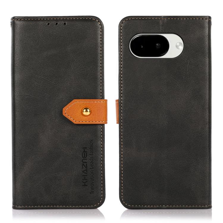 

For Google Pixel 10a KHAZNEH Dual-color Cowhide Texture Flip Leather Phone Case(Brown)