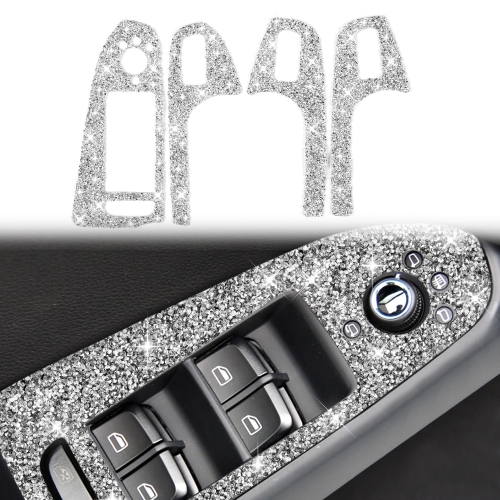 

For Audi A4 / A5 / Q5 Car Door Lift Control Panel Diamond Decoration Sticker, Left Drive High Configured