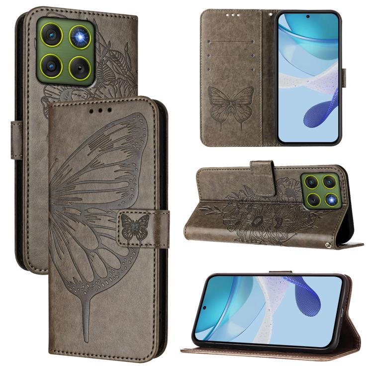 

For Motorola Edge 70 5G Embossed Butterfly Leather Phone Case(Grey)