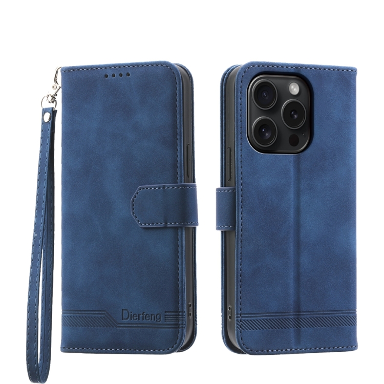 

For iPhone 15 Pro Dierfeng Dream Line TPU + PU Leather Phone Case(Blue)