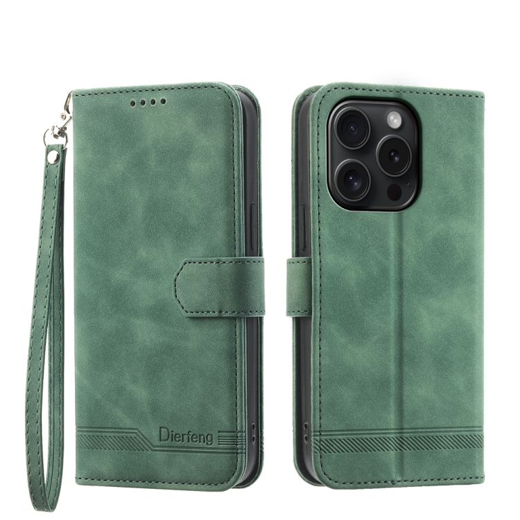 

For iPhone 15 Pro Dierfeng Dream Line TPU + PU Leather Phone Case(Green)