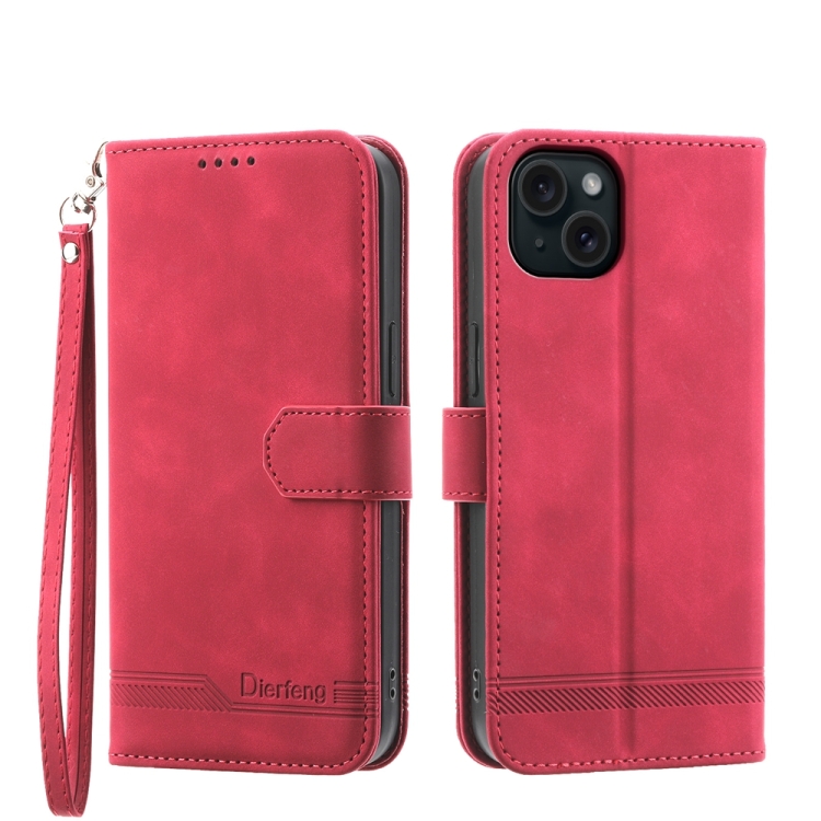 

For iPhone 15 Plus Dierfeng Dream Line TPU + PU Leather Phone Case(Red)