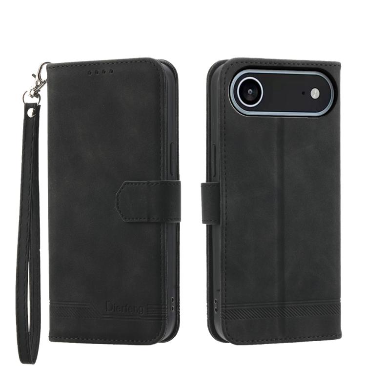 

For iPhone 17 Air Dierfeng Dream Line TPU Hybrid PU Leather Phone Case(Black)