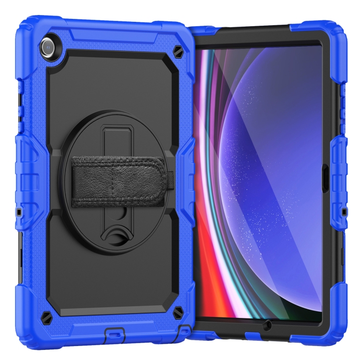 

For Samsung Galaxy Tab A9+ Silicone + PC Tablet Case with Shoulder Strap(Blue)