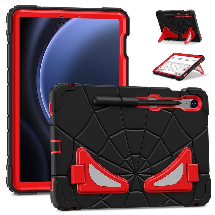 

For Samsung Galaxy S9 FE / S8 / S7 Spider Silicone Hybrid PC Shockproof Tablet Case(Black Red)