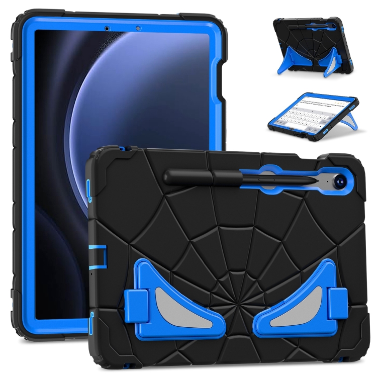

For Samsung Galaxy S9 FE / S8 / S7 Spider Silicone Hybrid PC Shockproof Tablet Case(Black Blue)