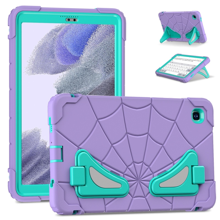 

For Samsung Galaxy Tab A7 Lite T220 Spider Silicone Hybrid PC Shockproof Tablet Case(Purple Green)