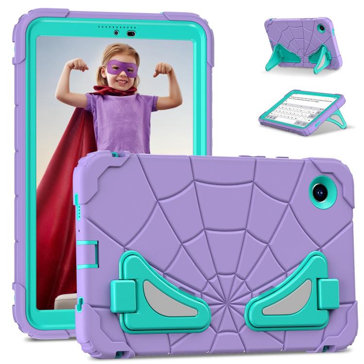 

For Samsung Galaxy Tab A11 Spider Silicone Hybrid PC Shockproof Tablet Case(Purple Green)