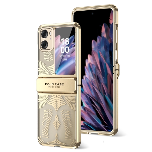 

For OPPO Find N2 Flip Angel Wings Electroplated Frosted Phone Case(Gold)
