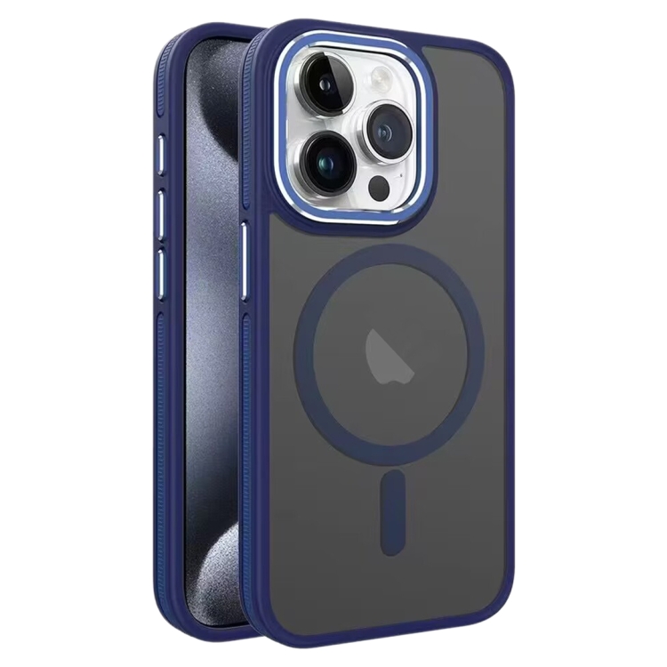 

For iPhone 15 Pro Max Two-color Frosted MagSafe Magnetic Phone Case(Blue)