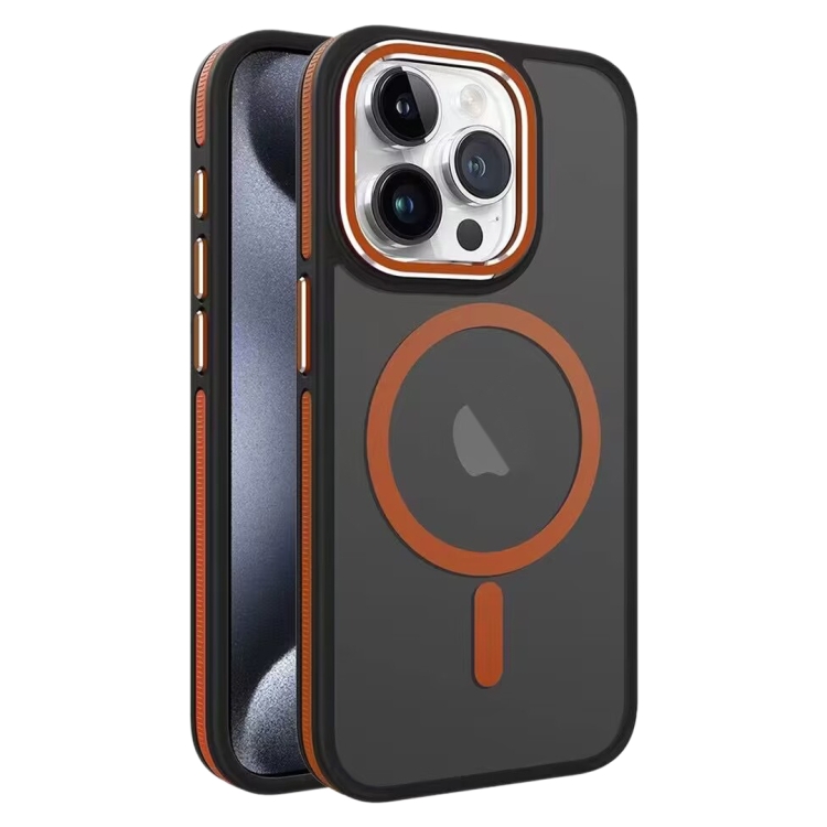 

For iPhone 15 Pro Max Two-color Frosted MagSafe Magnetic Phone Case(Orange)