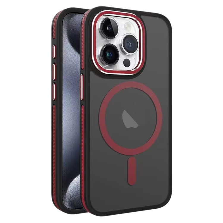 

For iPhone 15 Pro Max Two-color Frosted MagSafe Magnetic Phone Case(Red)