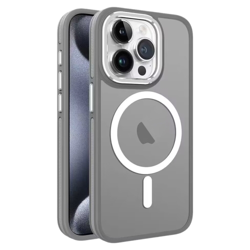 

For iPhone 15 Pro Max Two-color Frosted MagSafe Magnetic Phone Case(Grey)