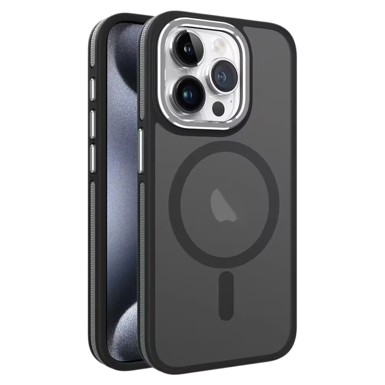 

For iPhone 15 Pro Two-color Frosted MagSafe Magnetic Phone Case(Black)