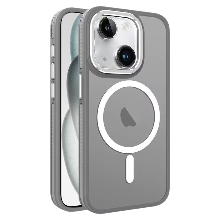 

For iPhone 15 Two-color Frosted MagSafe Magnetic Phone Case(Grey)