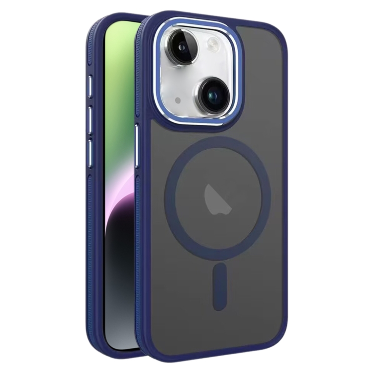 

For iPhone 14 / 13 Two-color Frosted MagSafe Magnetic Phone Case(Blue)