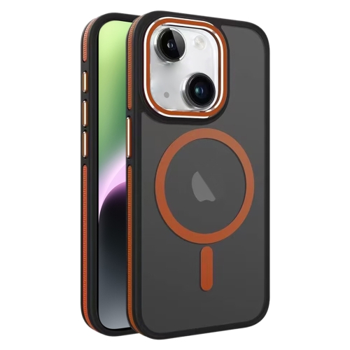 

For iPhone 14 / 13 Two-color Frosted MagSafe Magnetic Phone Case(Orange)