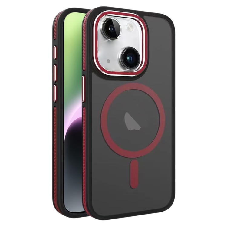 

For iPhone 14 / 13 Two-color Frosted MagSafe Magnetic Phone Case(Red)