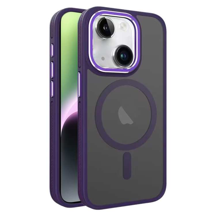 

For iPhone 14 / 13 Two-color Frosted MagSafe Magnetic Phone Case(Purple)