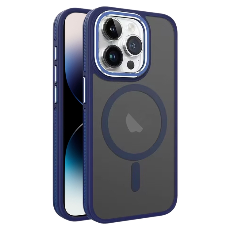 

For iPhone 14 Pro Two-color Frosted MagSafe Magnetic Phone Case(Blue)