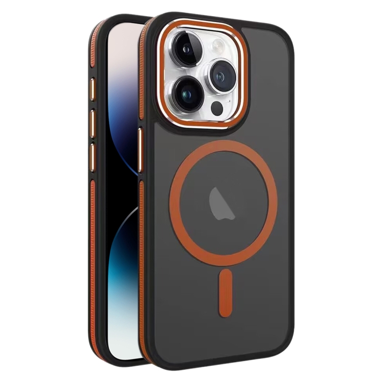 

For iPhone 14 Pro Two-color Frosted MagSafe Magnetic Phone Case(Orange)
