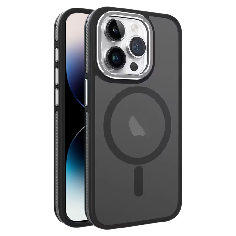 

For iPhone 14 Pro Two-color Frosted MagSafe Magnetic Phone Case(Black)