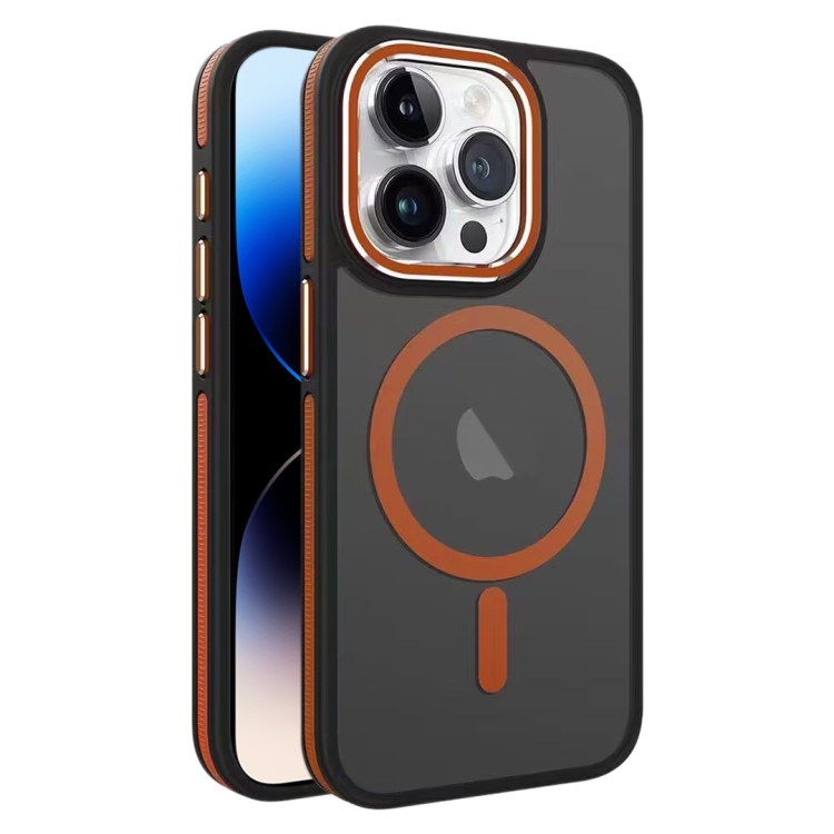 

For iPhone 14 Pro Max Two-color Frosted MagSafe Magnetic Phone Case(Orange)