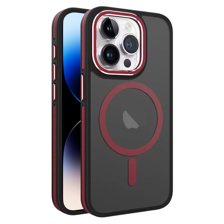 

For iPhone 14 Pro Max Two-color Frosted MagSafe Magnetic Phone Case(Red)