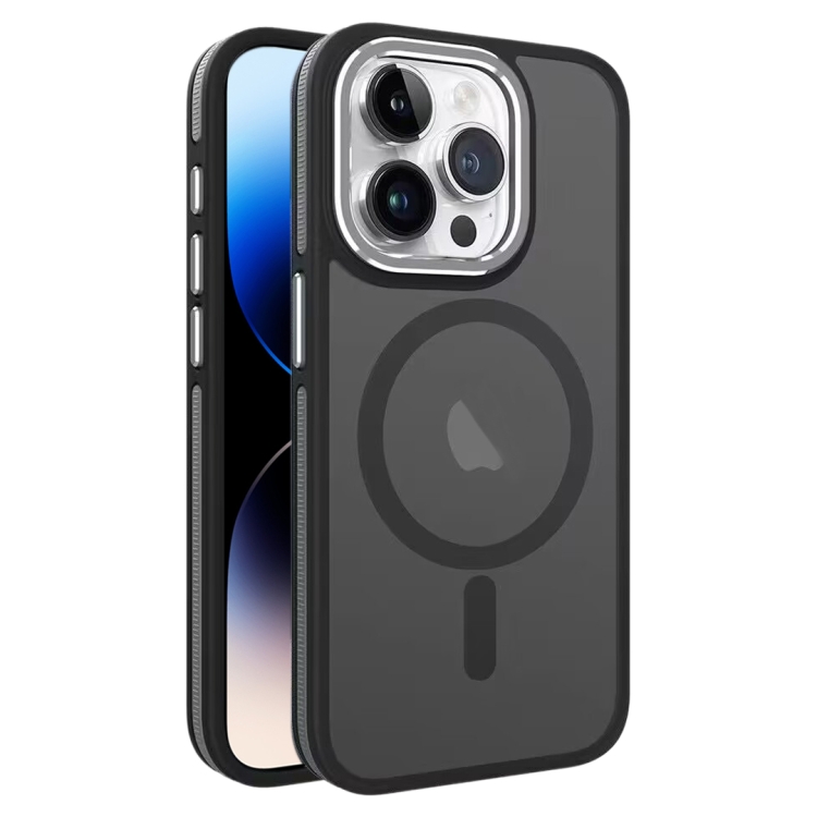 

For iPhone 14 Pro Max Two-color Frosted MagSafe Magnetic Phone Case(Black)