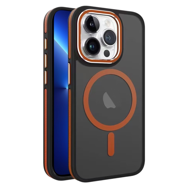 

For iPhone 13 Pro Two-color Frosted MagSafe Magnetic Phone Case(Orange)