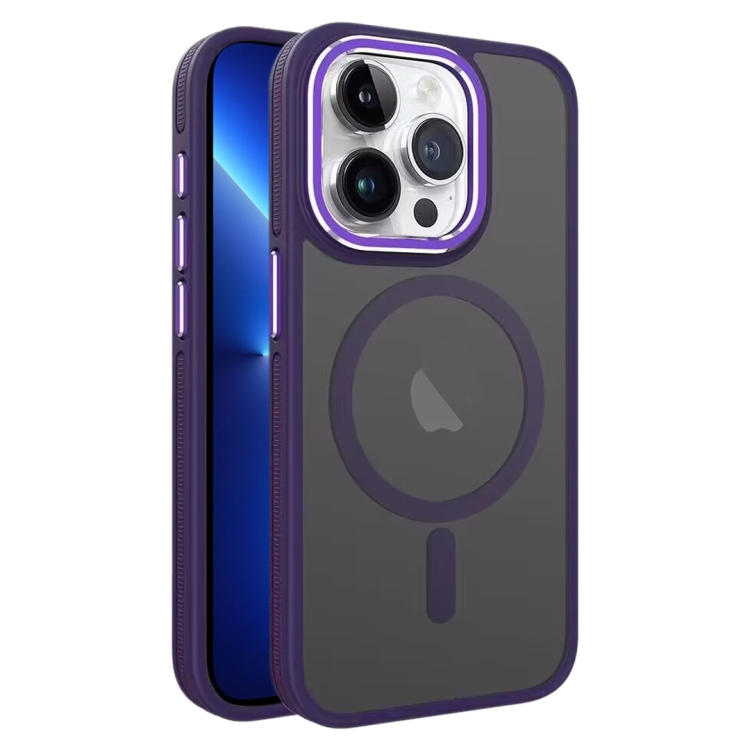 

For iPhone 13 Pro Two-color Frosted MagSafe Magnetic Phone Case(Purple)