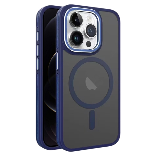 

For iPhone 12 / 12 Pro Two-color Frosted MagSafe Magnetic Phone Case(Blue)