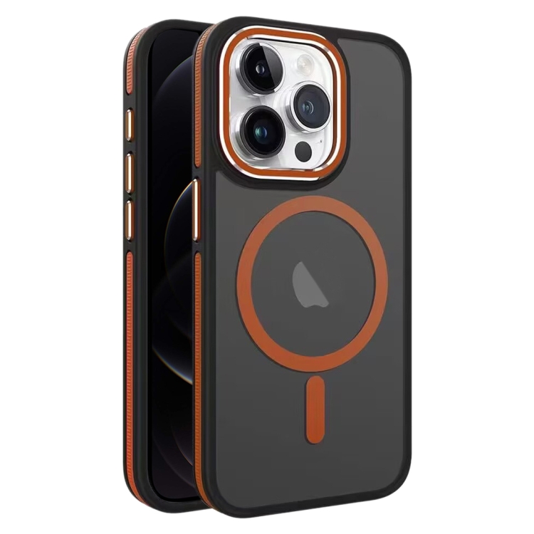 

For iPhone 12 / 12 Pro Two-color Frosted MagSafe Magnetic Phone Case(Orange)