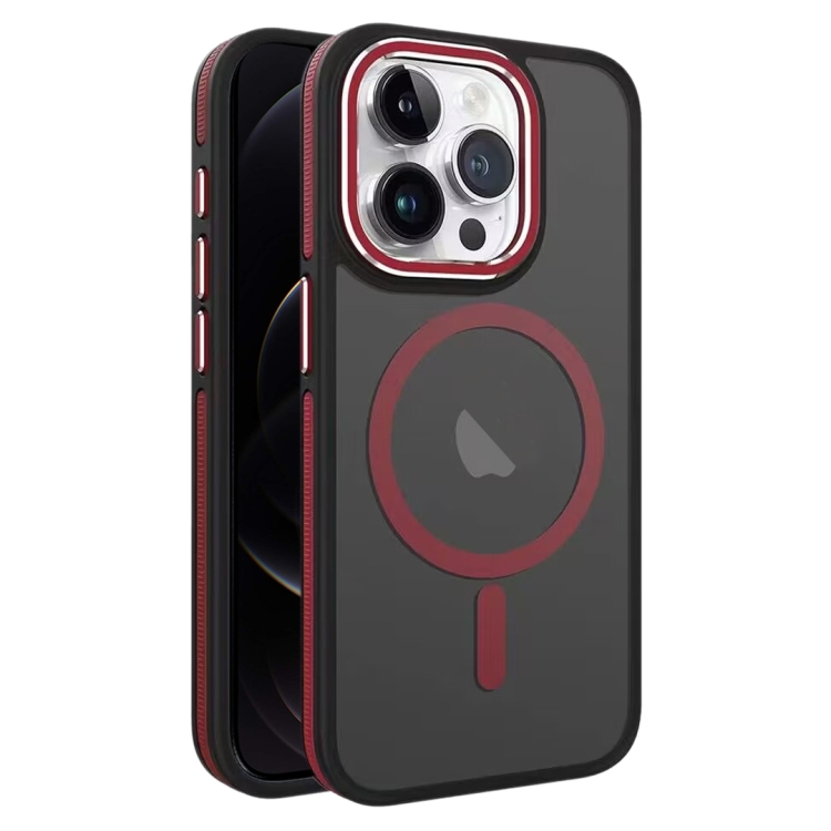 

For iPhone 12 / 12 Pro Two-color Frosted MagSafe Magnetic Phone Case(Red)