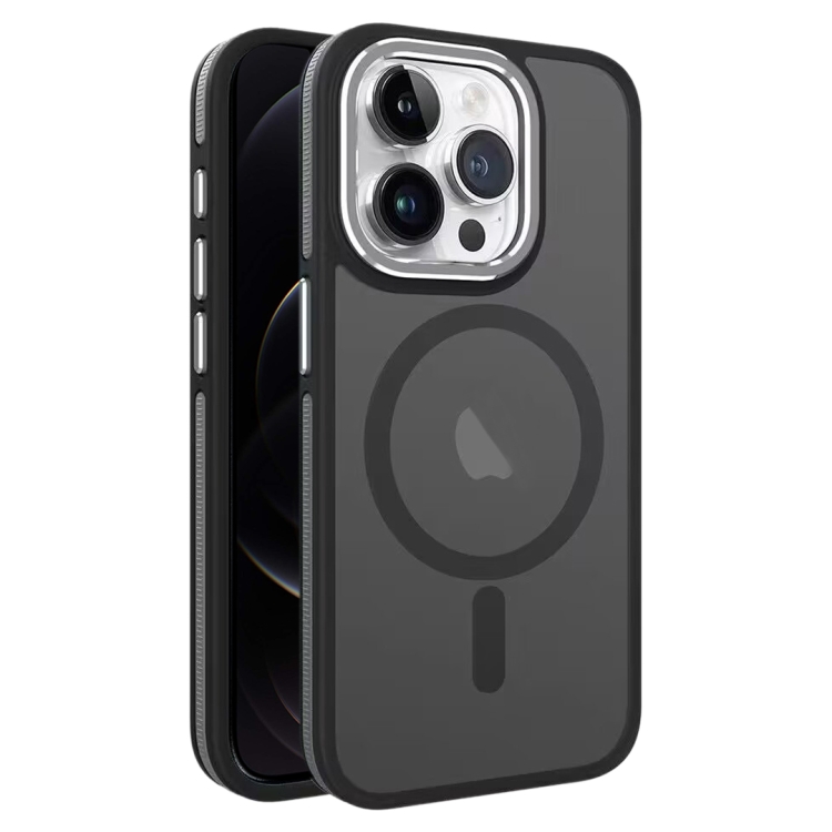 

For iPhone 12 / 12 Pro Two-color Frosted MagSafe Magnetic Phone Case(Black)