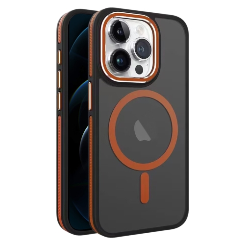 

For iPhone 12 Pro Max Two-color Frosted MagSafe Magnetic Phone Case(Orange)